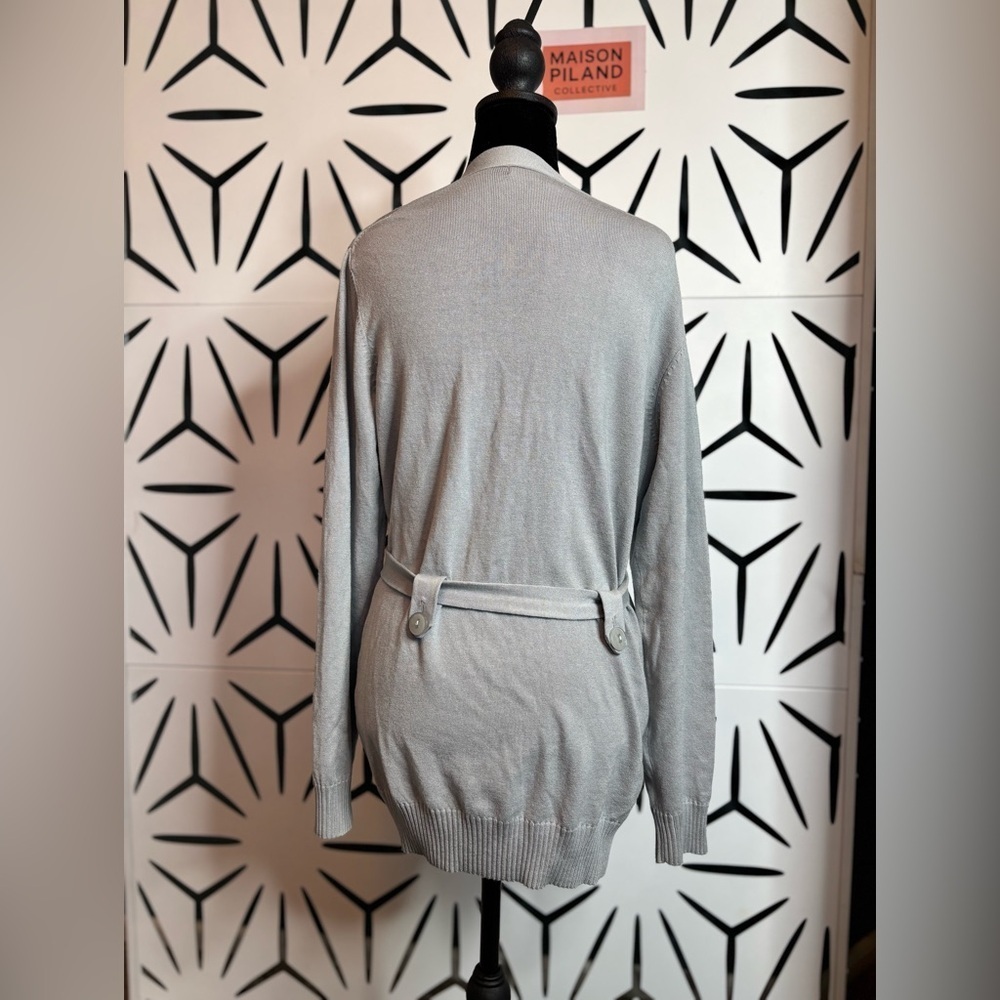 Grace Elements Gray Button-Front Belted Cardigan Size L - Picture 8 of 12